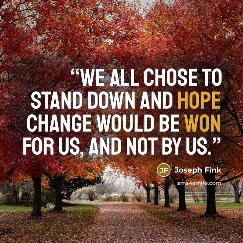 “We all chose to stand down and hope change would be won for us, and not by us.” quote by Joseph Fink