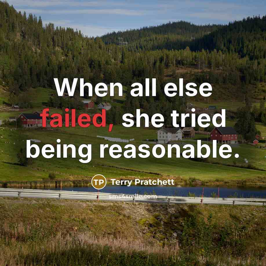 “When all else failed, she tried being reasonable.” quote by Terry Pratchett