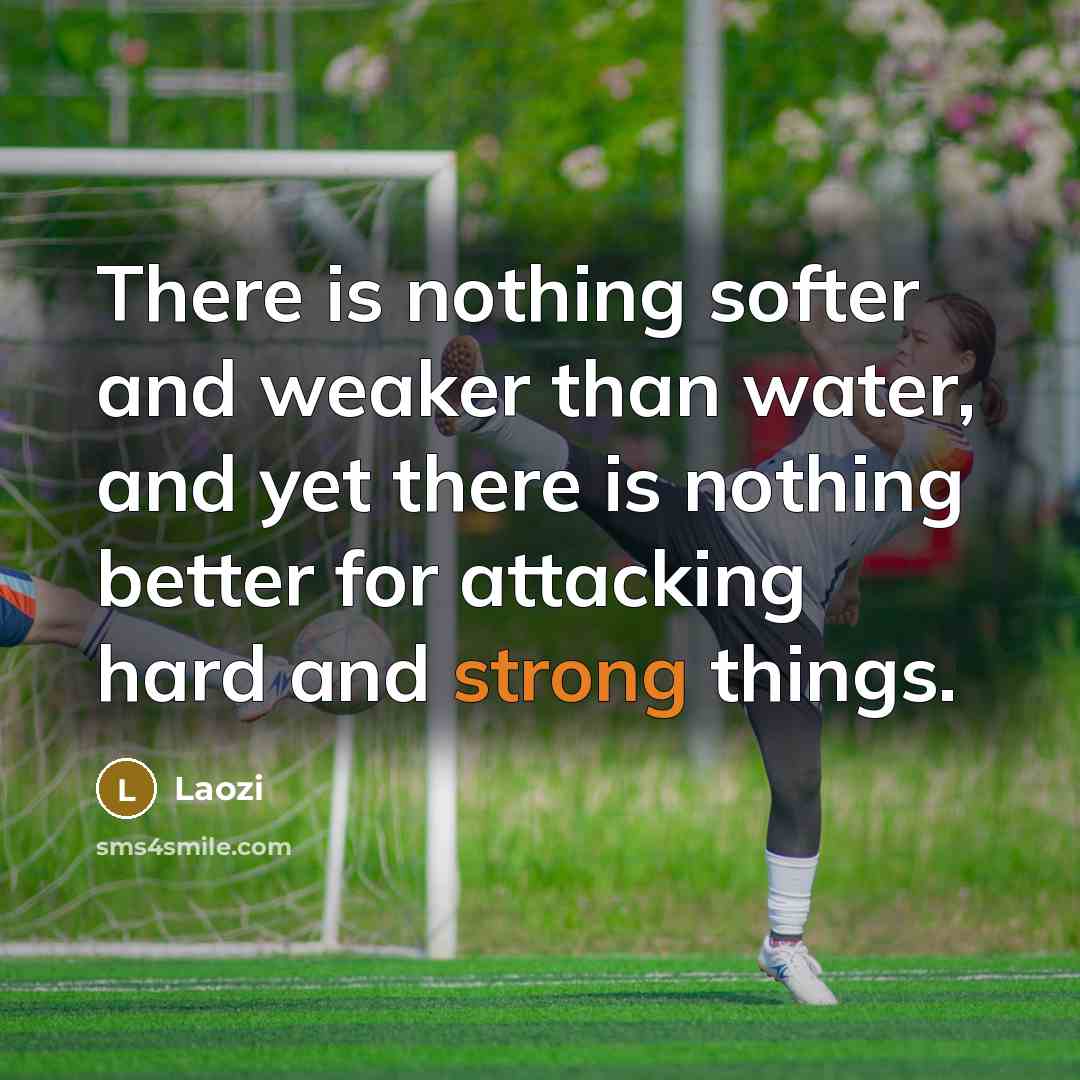 “There is nothing softer and weaker than water, and yet there is nothing better for attacking hard and strong things.” quote by Laozi