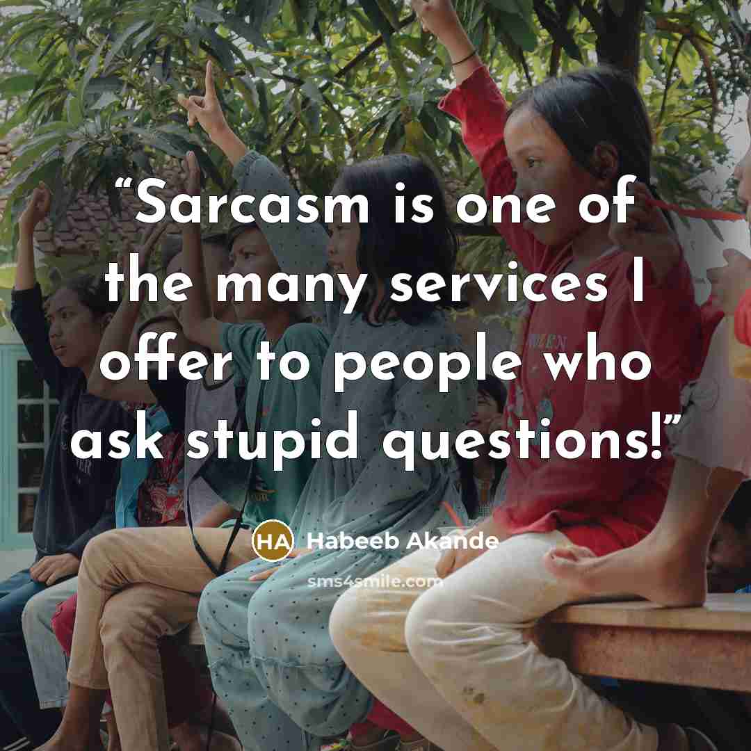 “Sarcasm is one of the many services I offer to people who ask stupid questions!” quote by Habeeb Akande