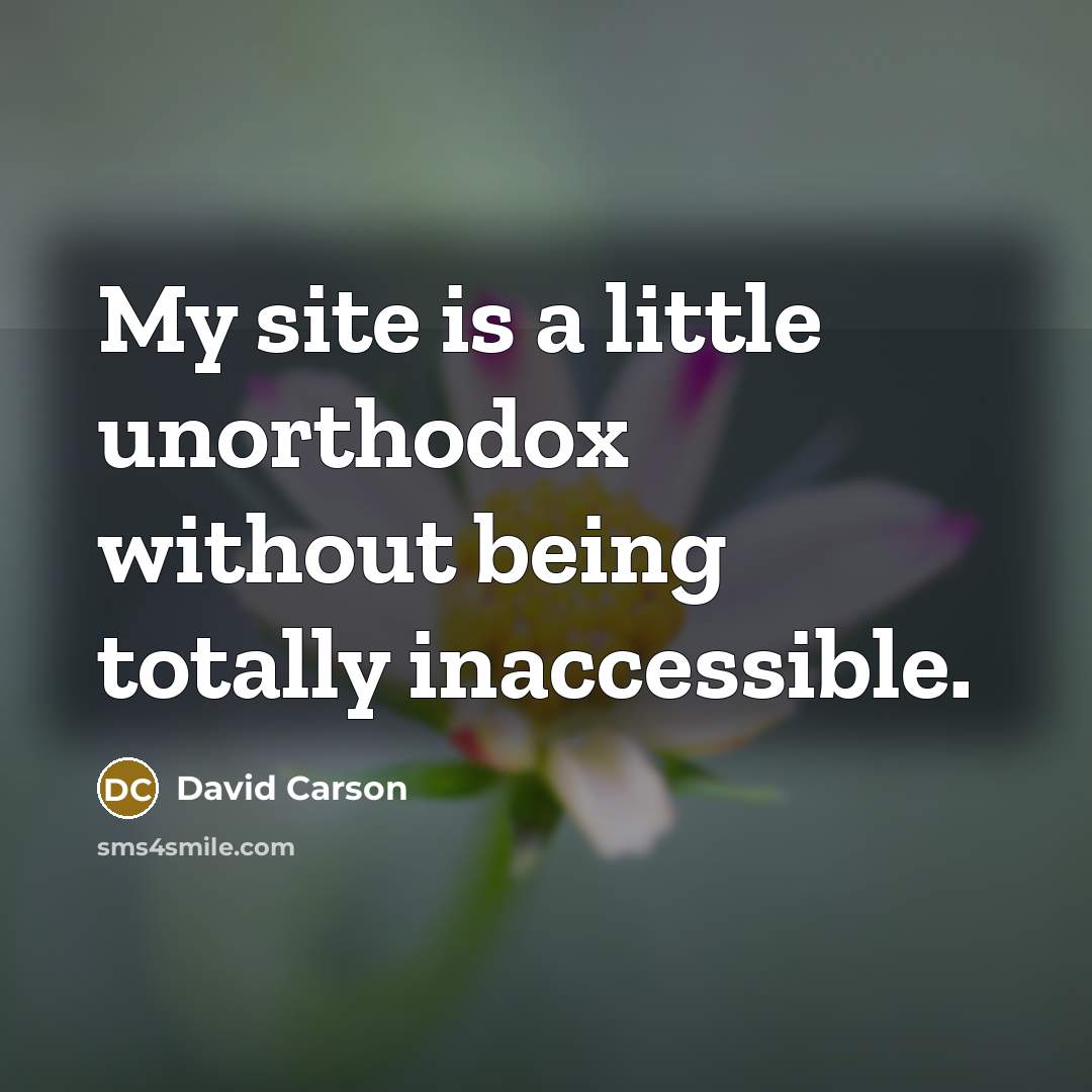 “My site is a little unorthodox without being totally inaccessible.” quote by David Carson