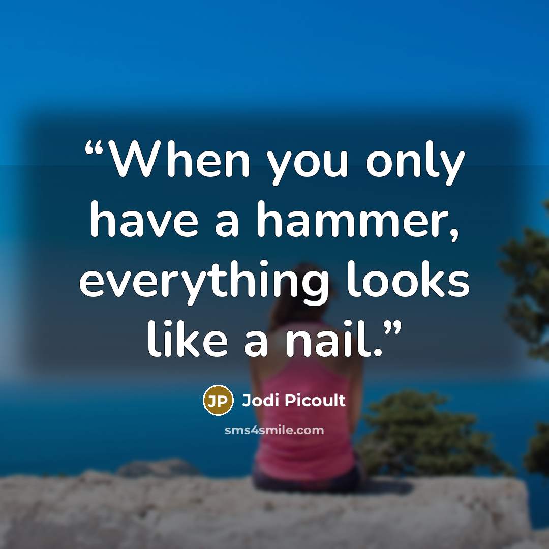 “When you only have a hammer, everything looks like a nail.” quote by Jodi Picoult