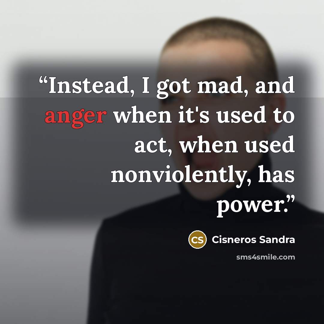 “Instead, I got mad, and anger when it's used to act, when used nonviolently, has power.” quote by Cisneros Sandra