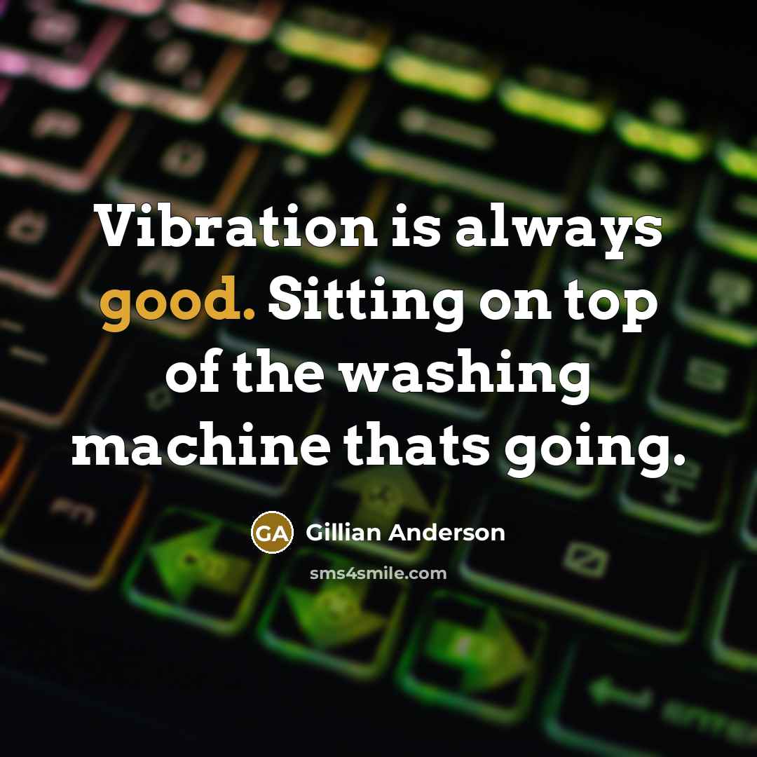 “Vibration is always good. Sitting on top of the washing machine thats going.” quote by Gillian Anderson