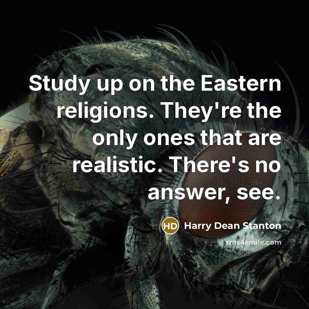 “Study up on the Eastern religions. They're the only ones that are realistic. There's no answer, see.” quote by Harry Dean Stanton