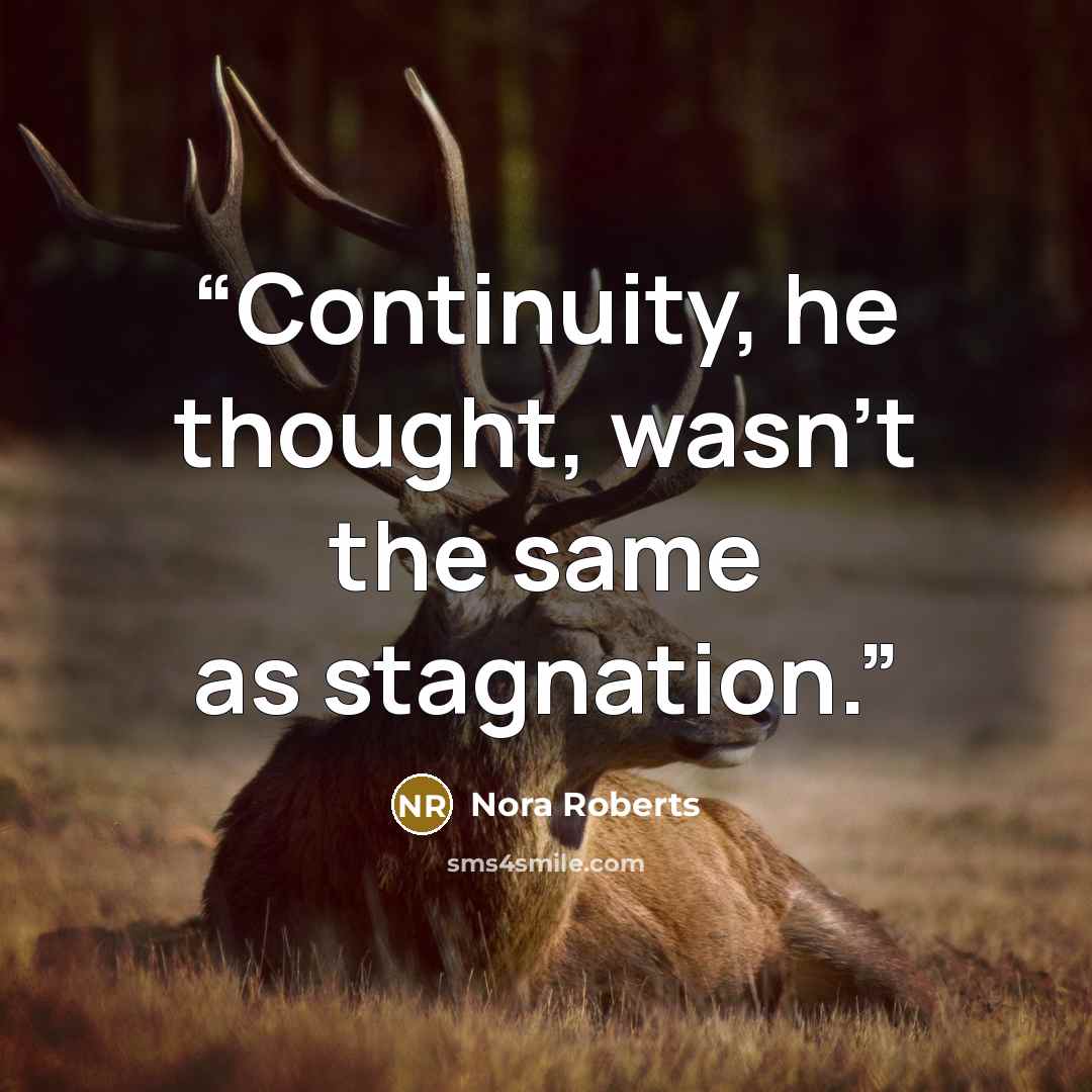 “Continuity, he thought, wasn't the same as stagnation.” quote by Nora Roberts