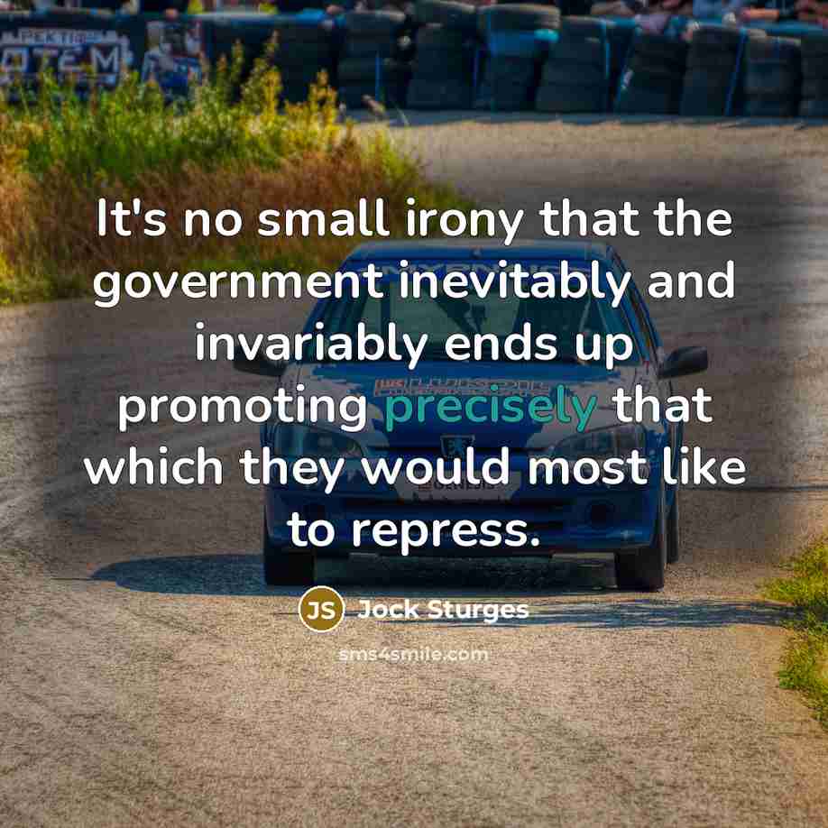 “It's no small irony that the government inevitably and invariably ends up promoting precisely that which they would most like to repress.” quote by Jock Sturges