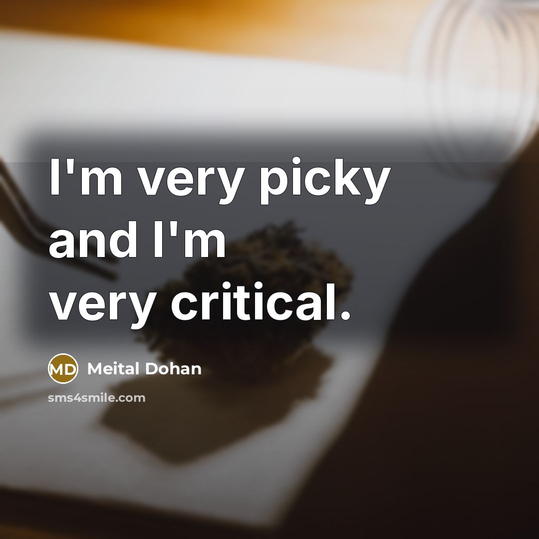 “I'm very picky and I'm very critical.” quote by Meital Dohan