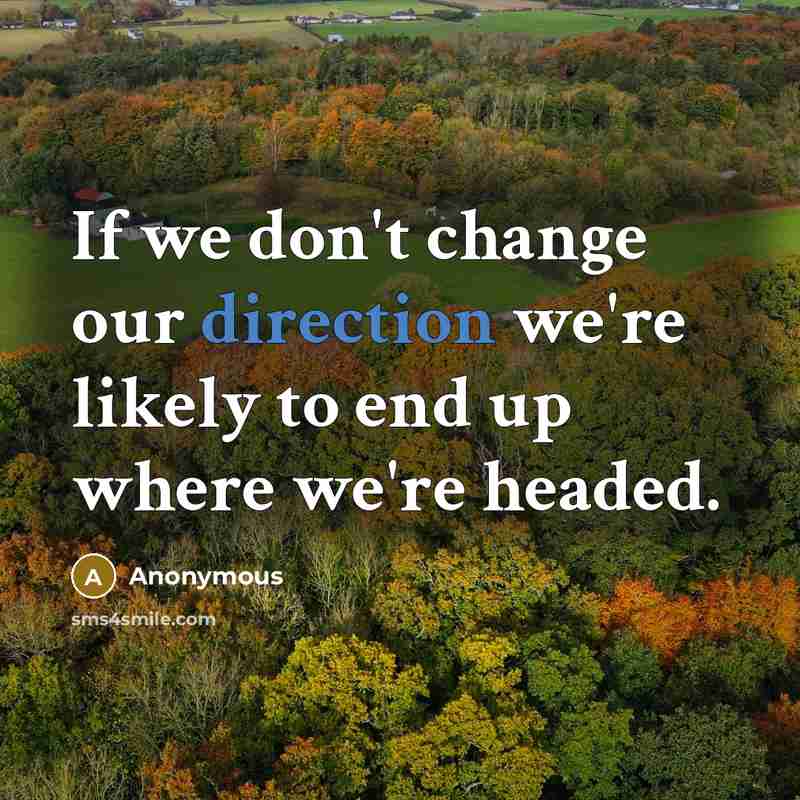 “If we don't change our direction we're likely to end up where we're headed.” quote by Anonymous
