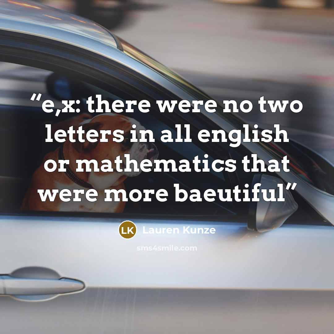 “e,x: there were no two letters in all english or mathematics that were more baeutiful” quote by Lauren Kunze