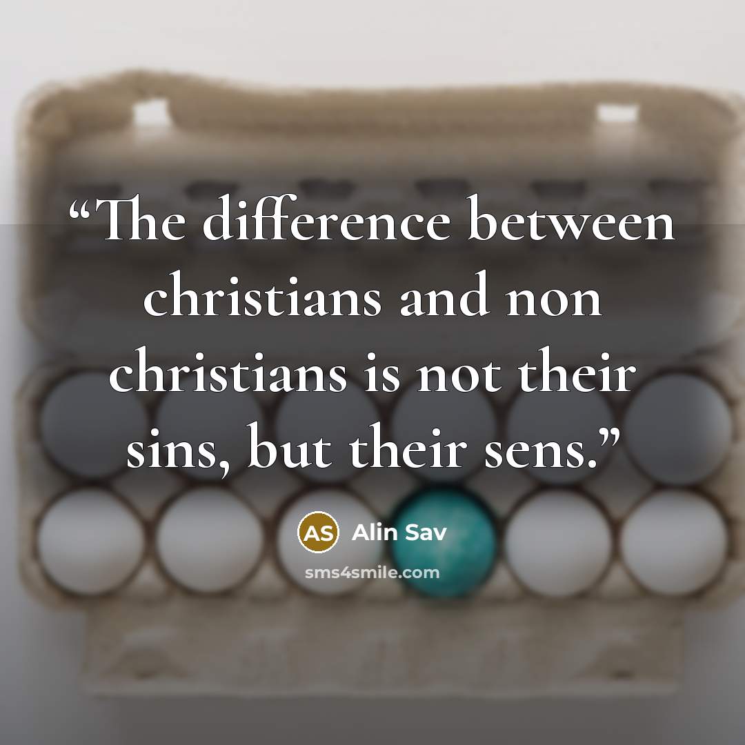 “The difference between christians and non christians is not their sins, but their sens.” quote by Alin Sav