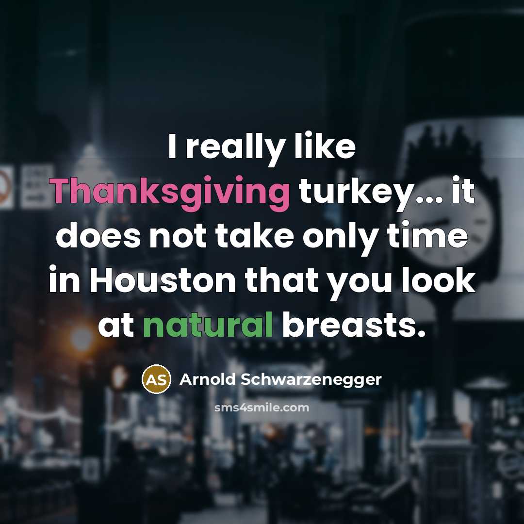 “I really like Thanksgiving turkey... it does not take only time in Houston that you look at natural breasts.” quote by Arnold Schwarzenegger