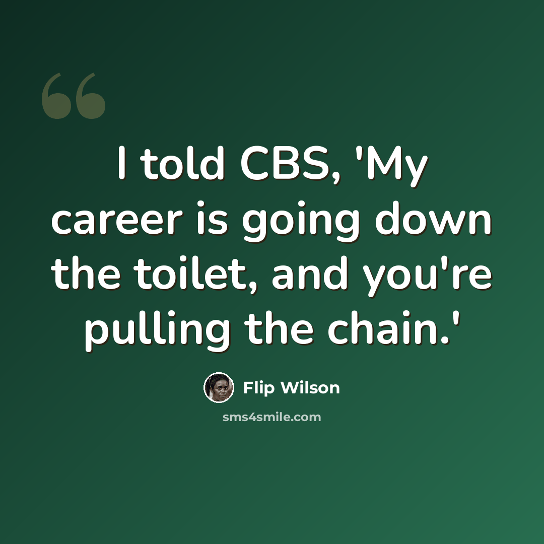 “I told CBS, 'My career is going down the toilet, and you're pulling the chain.'” quote by Flip Wilson