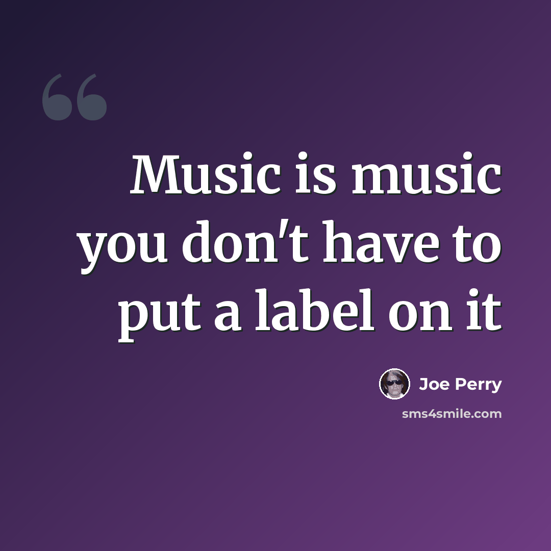 “Music is music you don't have to put a label on it” quote by Joe Perry