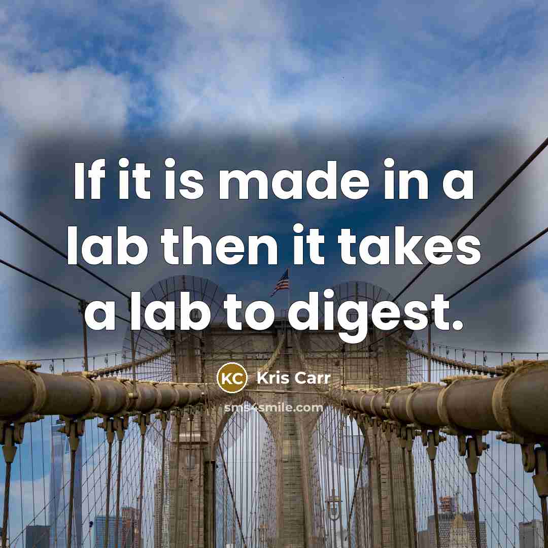 “If it is made in a lab then it takes a lab to digest.” quote by Kris Carr