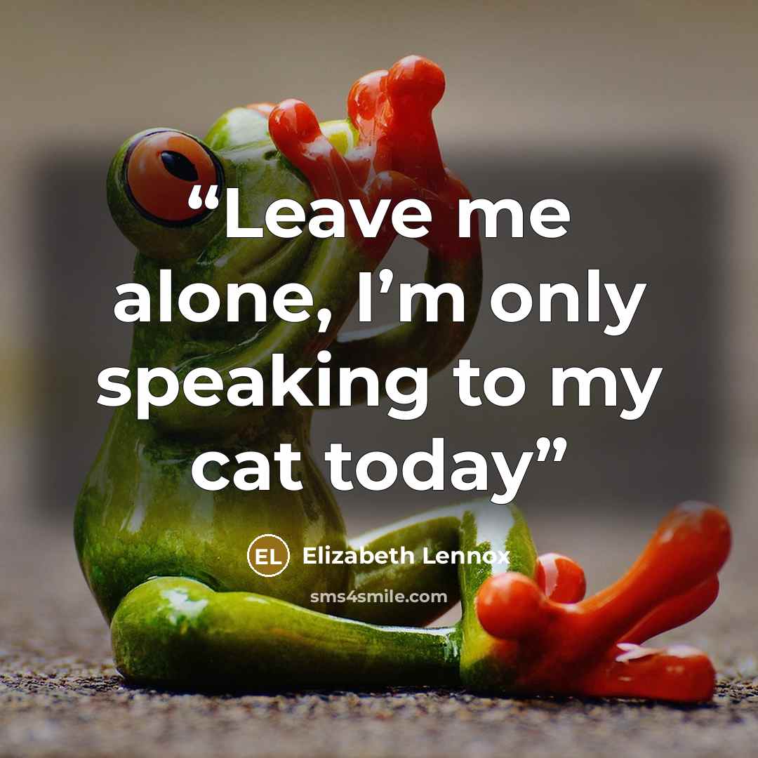 “Leave me alone, I’m only speaking to my cat today” quote by Elizabeth Lennox