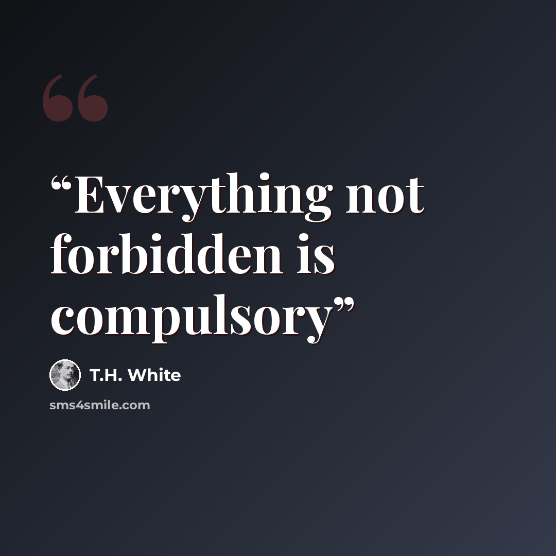 “Everything not forbidden is compulsory” quote by T.H. White