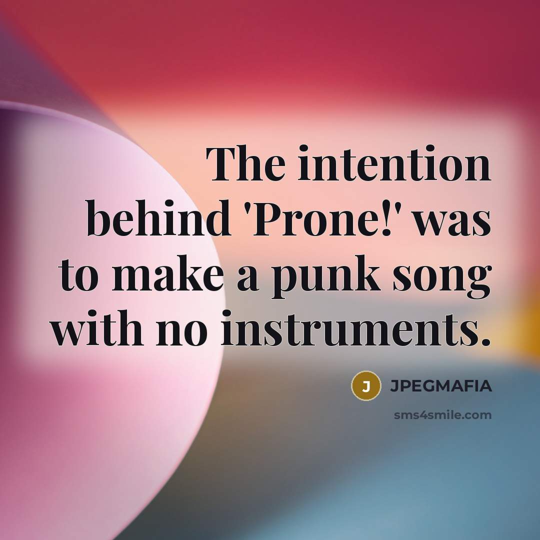 “The intention behind 'Prone!' was to make a punk song with no instruments.” quote by JPEGMAFIA