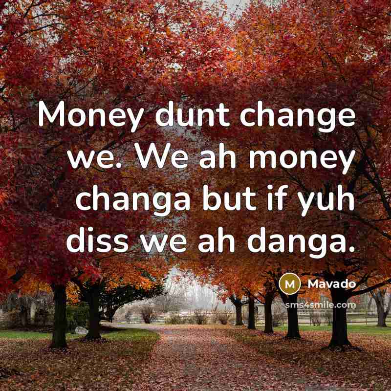 “Money dunt change we. We ah money changa but if yuh diss we ah danga.” quote by Mavado