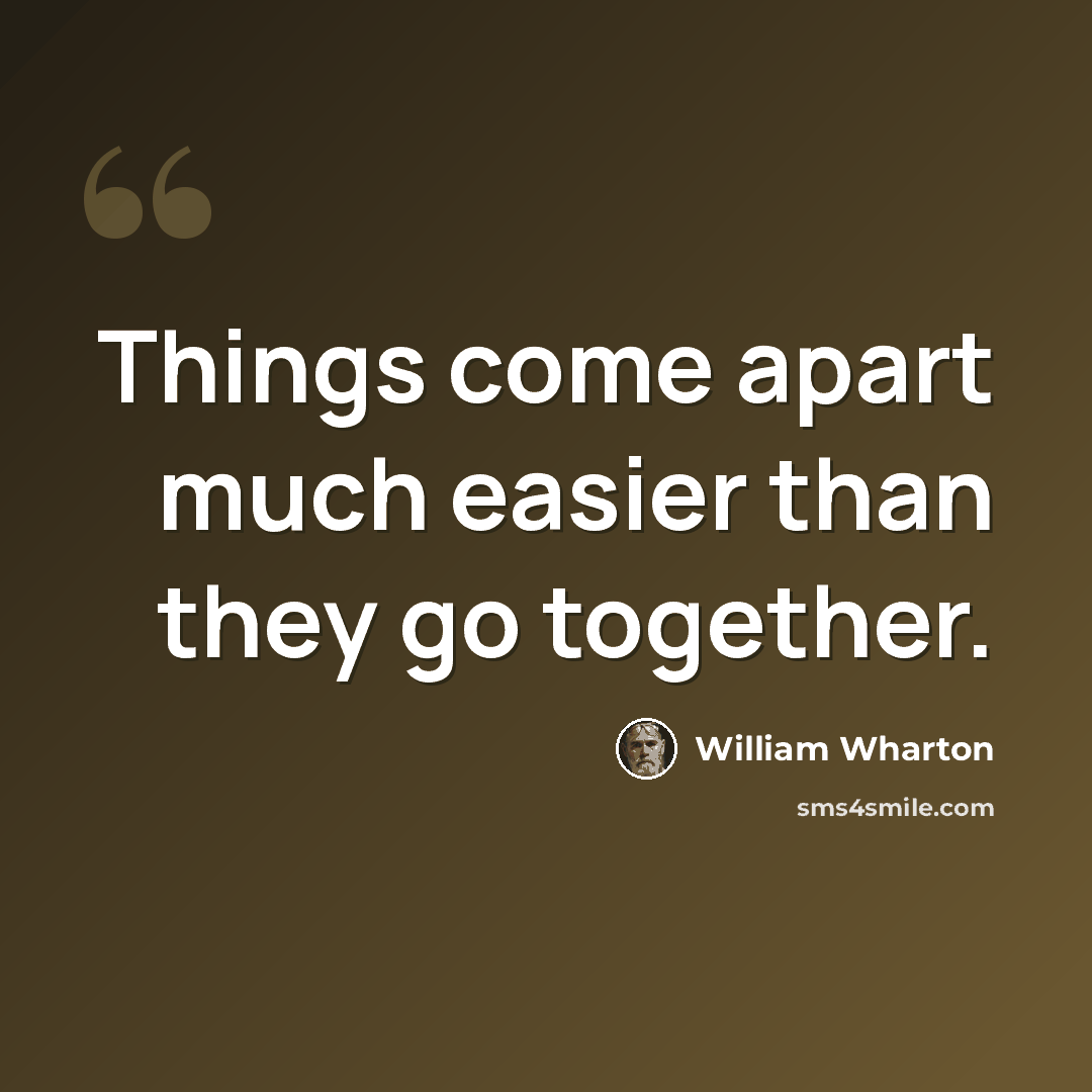 “Things come apart much easier than they go together.” quote by William Wharton