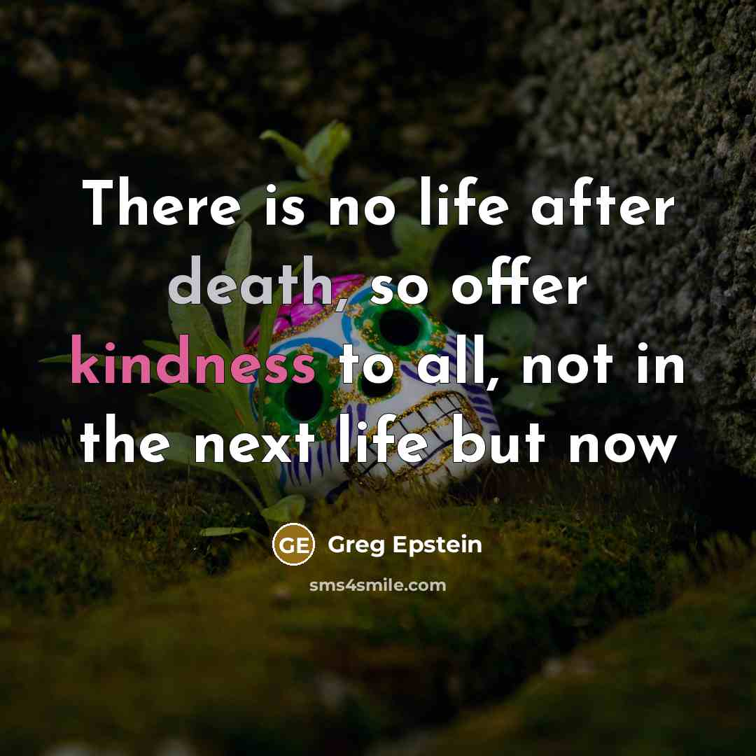 “There is no life after death, so offer kindness to all, not in the next life but now” quote by Greg Epstein