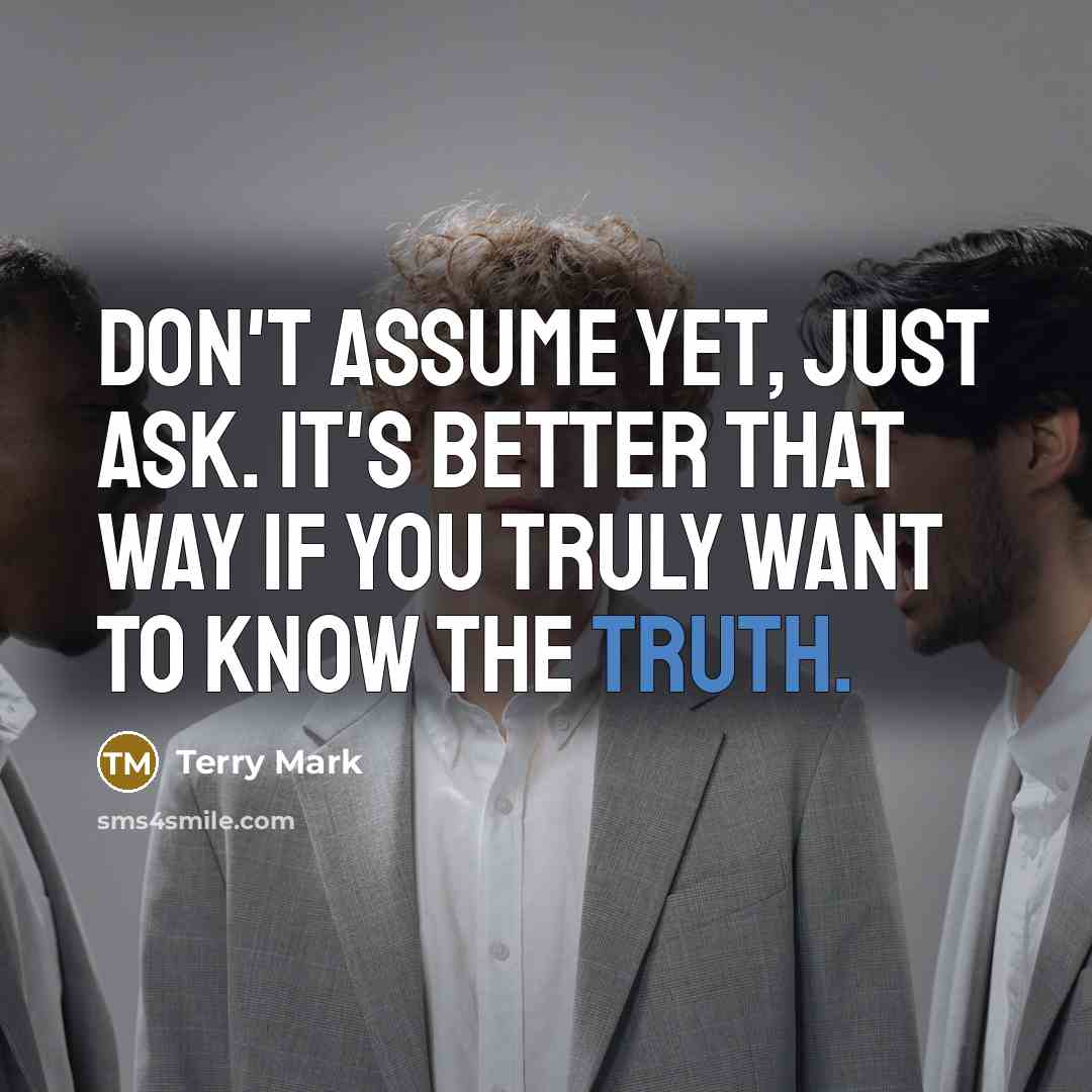 “Don't assume yet, just ask. It's better that way if you truly want to know the truth.” quote by Terry Mark
