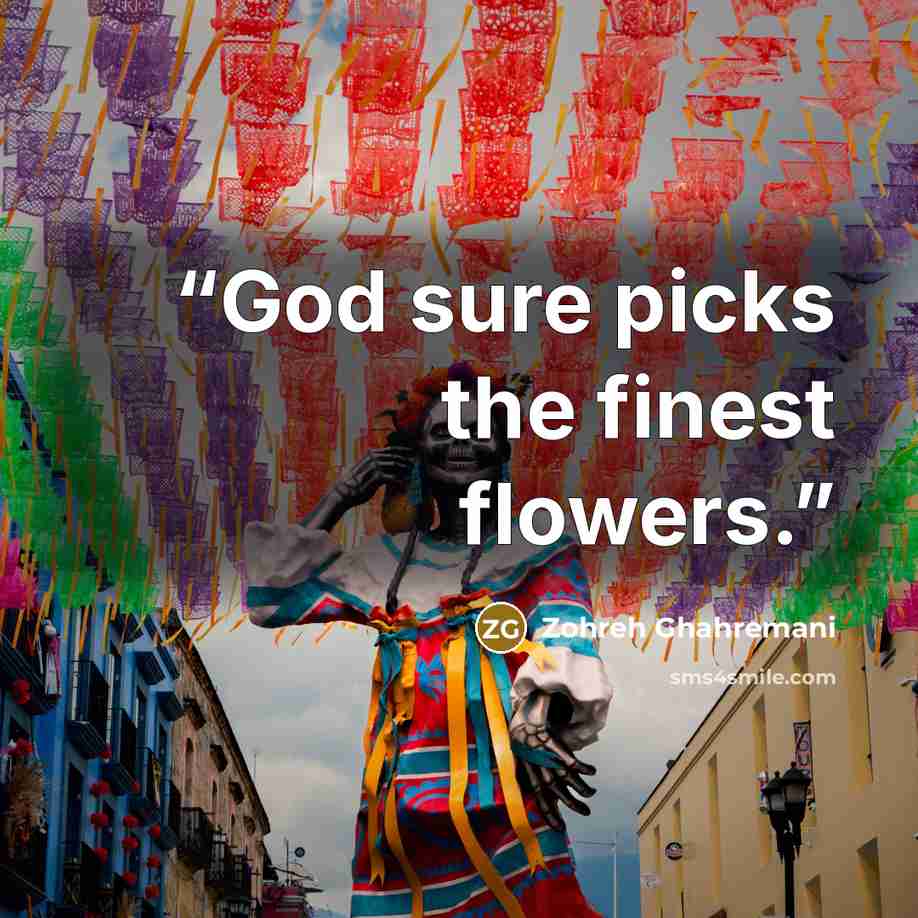 “God sure picks the finest flowers.” quote by Zohreh Ghahremani