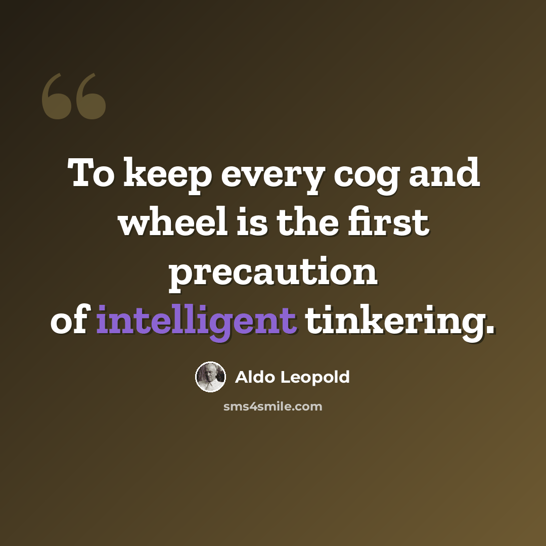 “To keep every cog and wheel is the first precaution of intelligent tinkering.” quote by Aldo Leopold