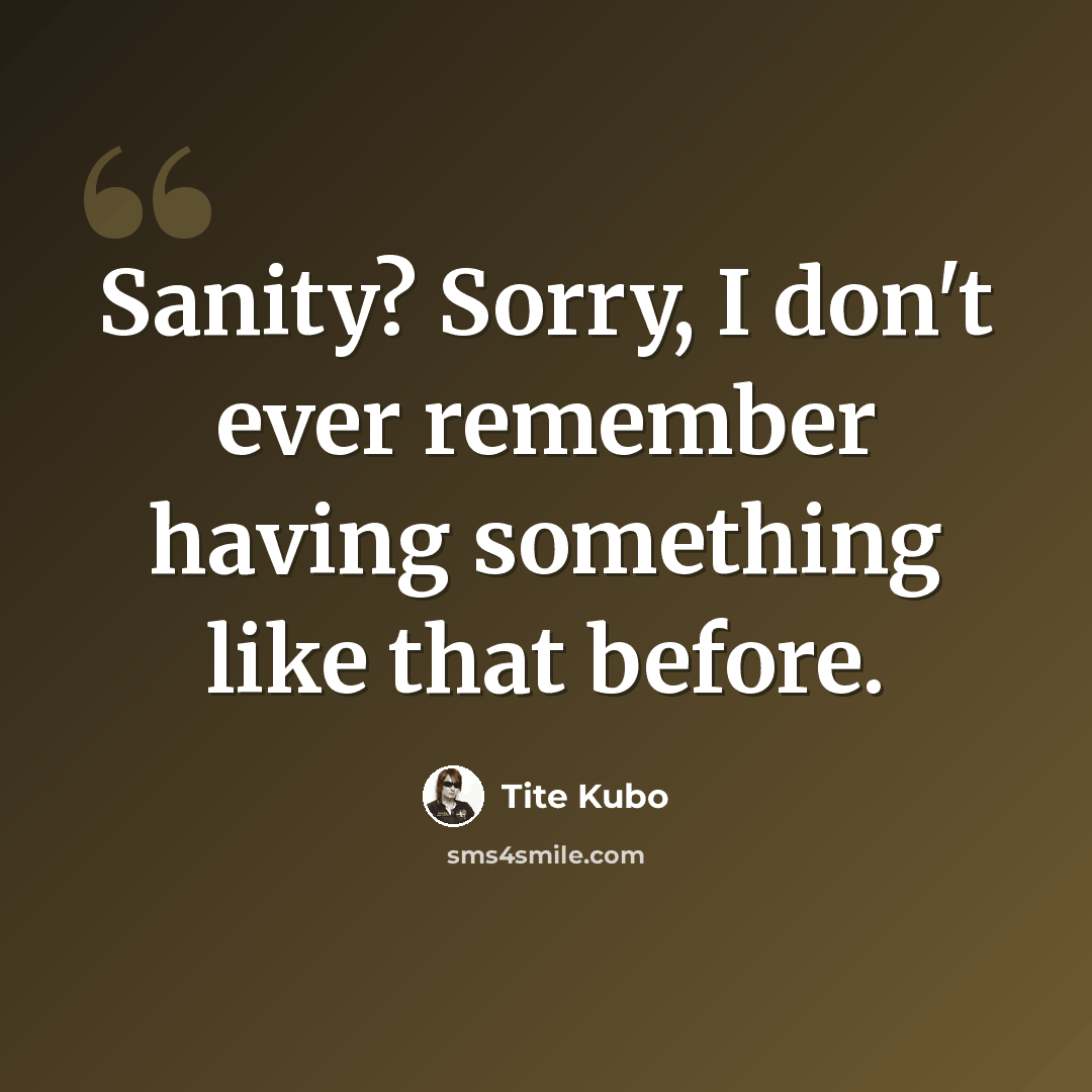 “Sanity? Sorry, I don't ever remember having something like that before.” quote by Tite Kubo