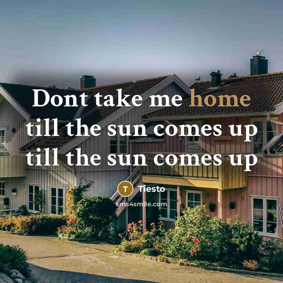 “Dont take me home till the sun comes up till the sun comes up” quote by Tiesto