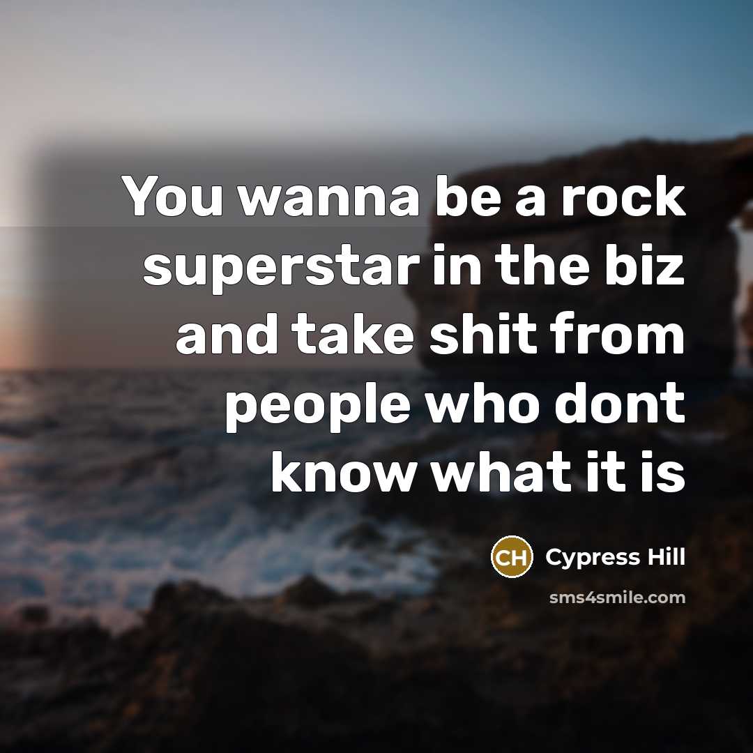 “You wanna be a rock superstar in the biz and take shit from people who dont know what it is” quote by Cypress Hill