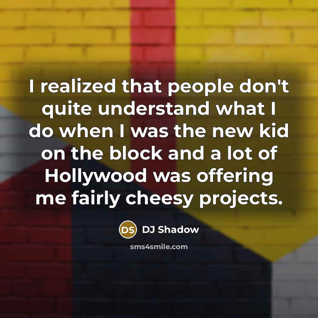 “I realized that people don't quite understand what I do when I was the new kid on the block and a lot of Hollywood was offering me fairly cheesy projects.” quote by DJ Shadow
