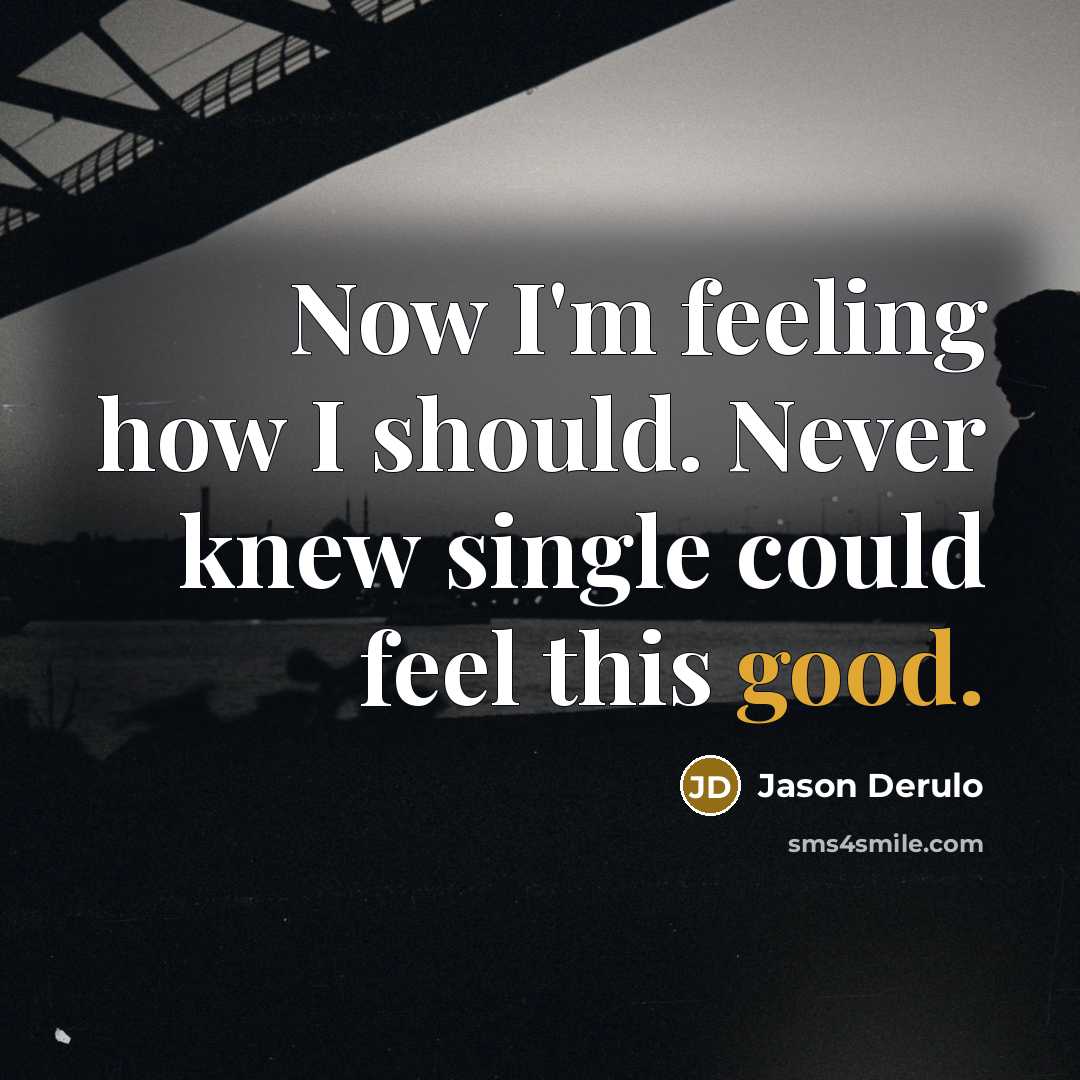 “Now I'm feeling how I should. Never knew single could feel this good.” quote by Jason Derulo