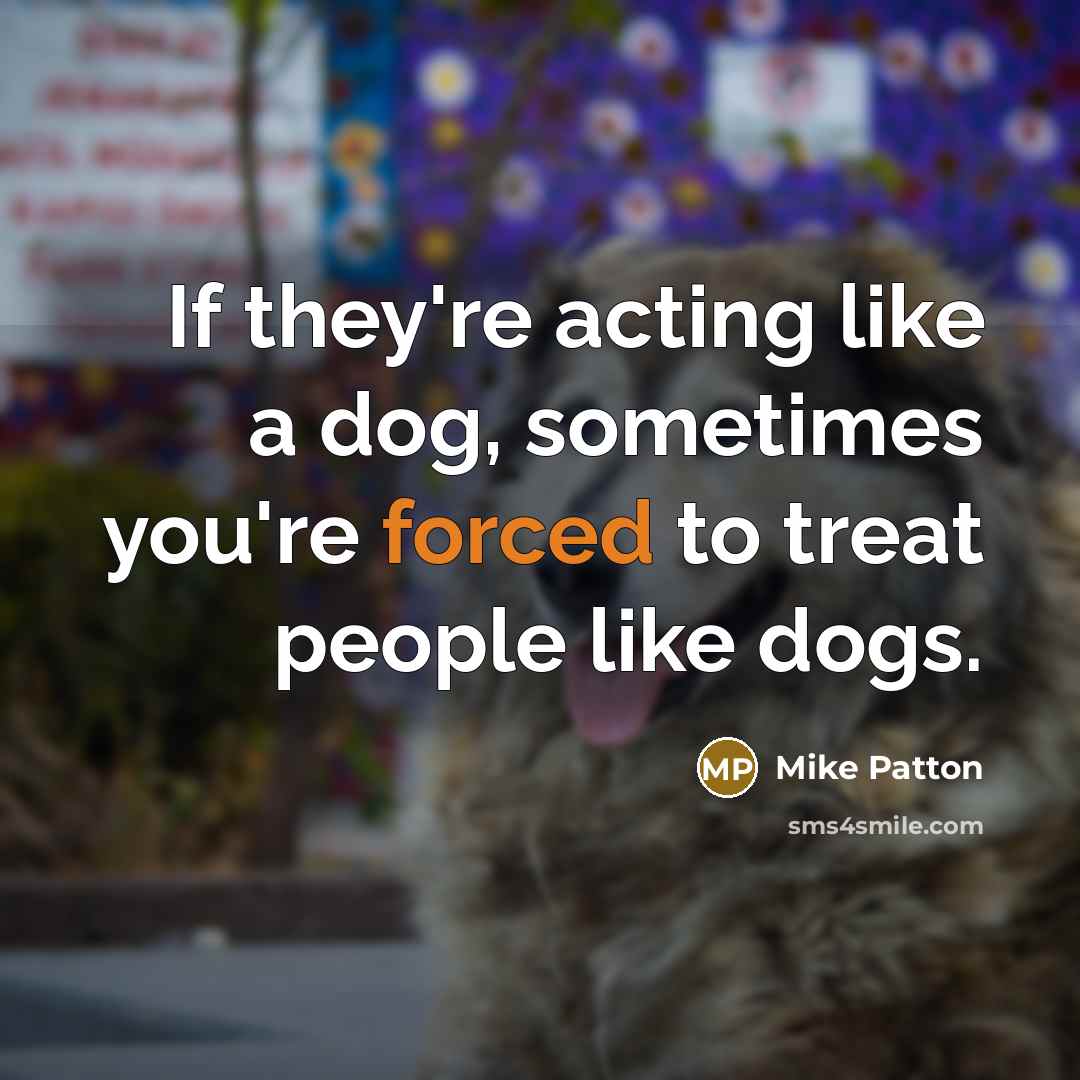 “If they're acting like a dog, sometimes you're forced to treat people like dogs.” quote by Mike Patton