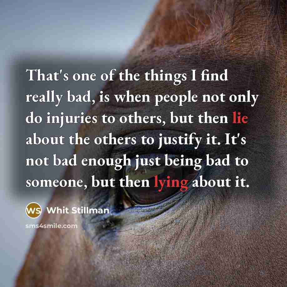 “That's one of the things I find really bad, is when people not only do injuries to others, but then lie about the others to justify it. It's not bad enough just being bad to someone, but then lying about it.” quote by Whit Stillman
