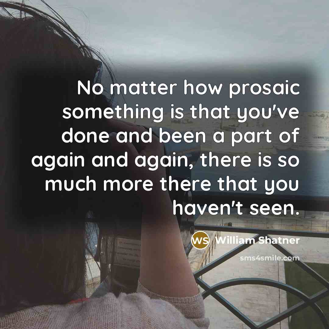 “No matter how prosaic something is that you've done and been a part of again and again, there is so much more there that you haven't seen.” quote by William Shatner