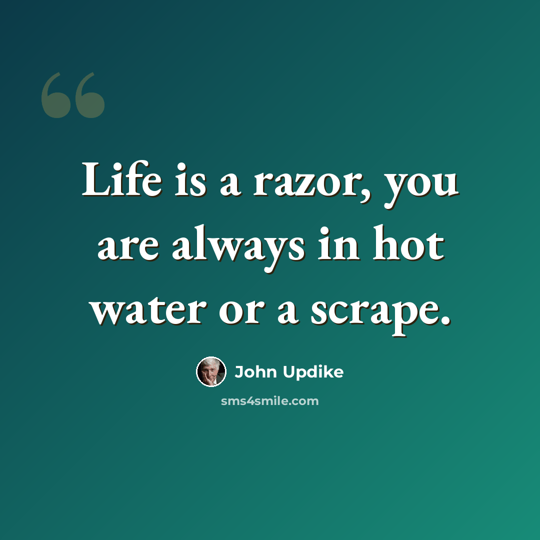 “Life is a razor, you are always in hot water or a scrape.” quote by John Updike