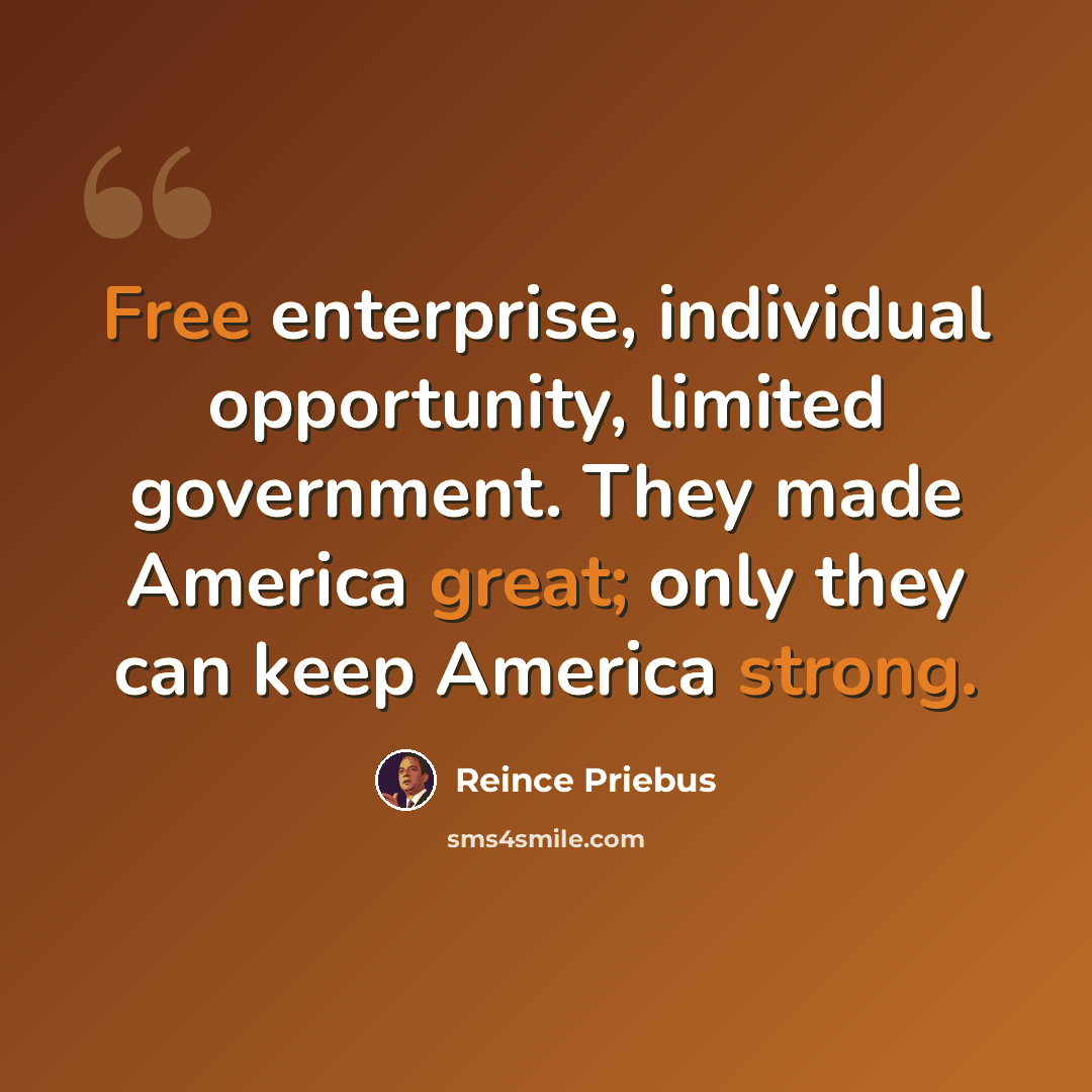 “Free enterprise, individual opportunity, limited government. They made America great; only they can keep America strong.” quote by Reince Priebus