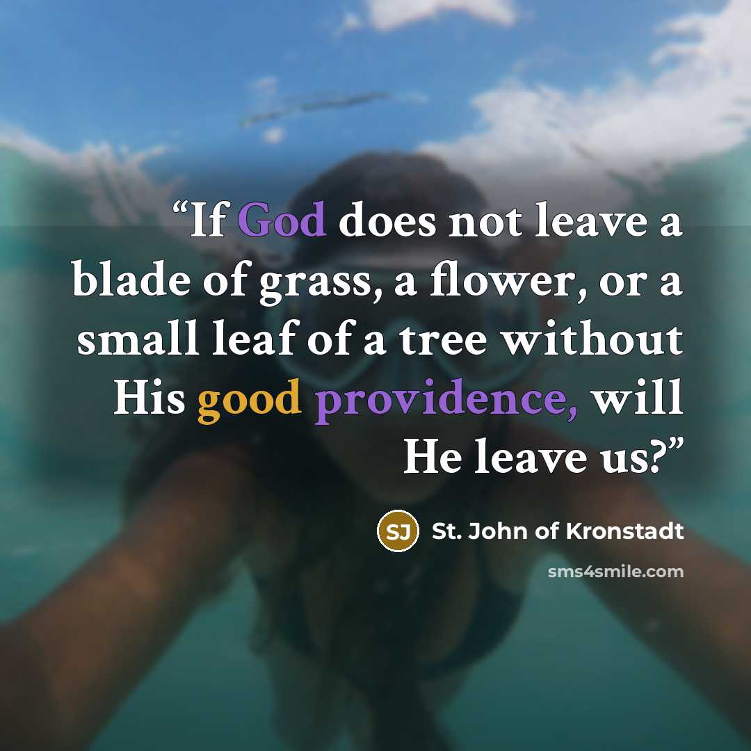 “If God does not leave a blade of grass, a flower, or a small leaf of a tree without His good providence, will He leave us?” quote by St. John of Kronstadt