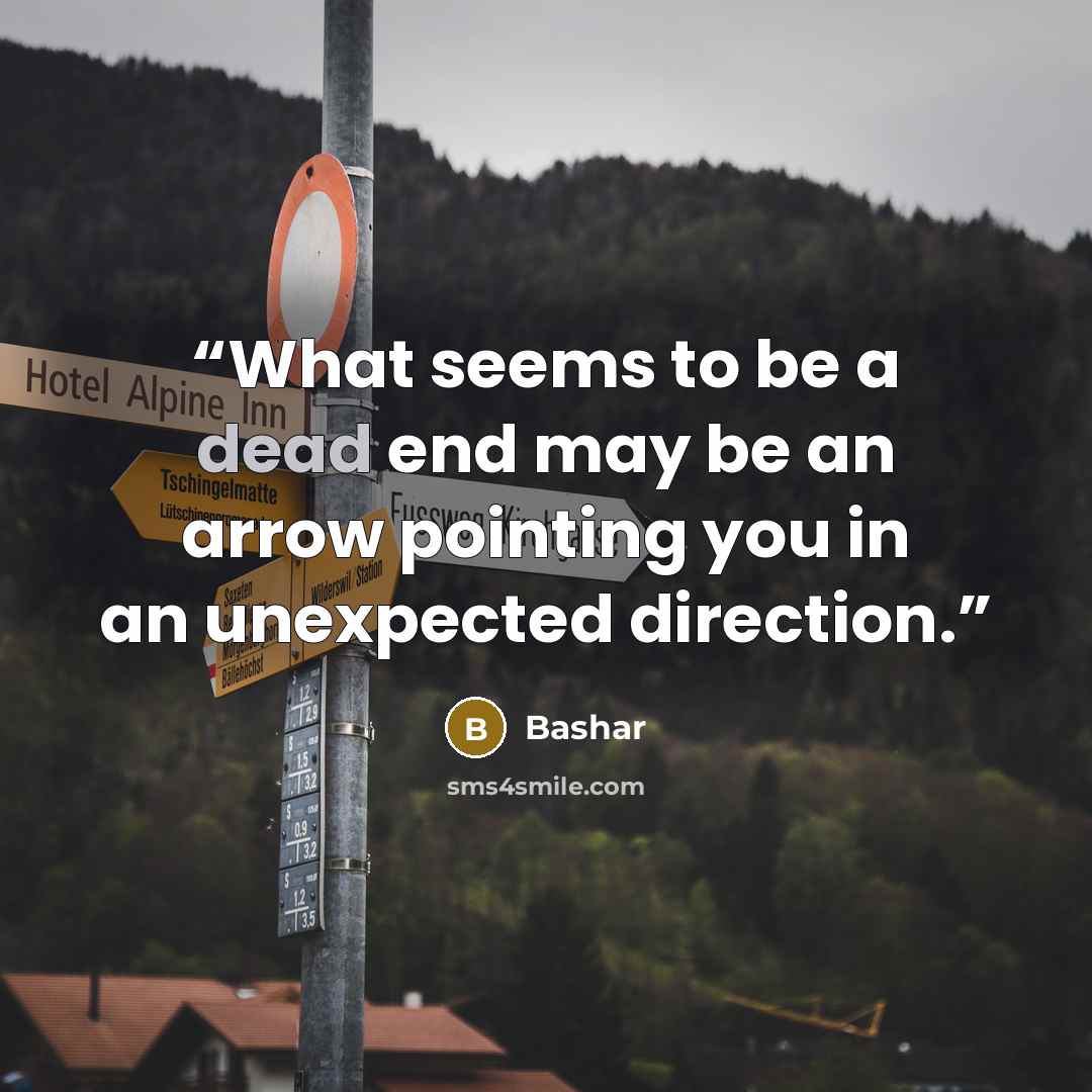 “What seems to be a dead end may be an arrow pointing you in an unexpected direction.” quote by Bashar