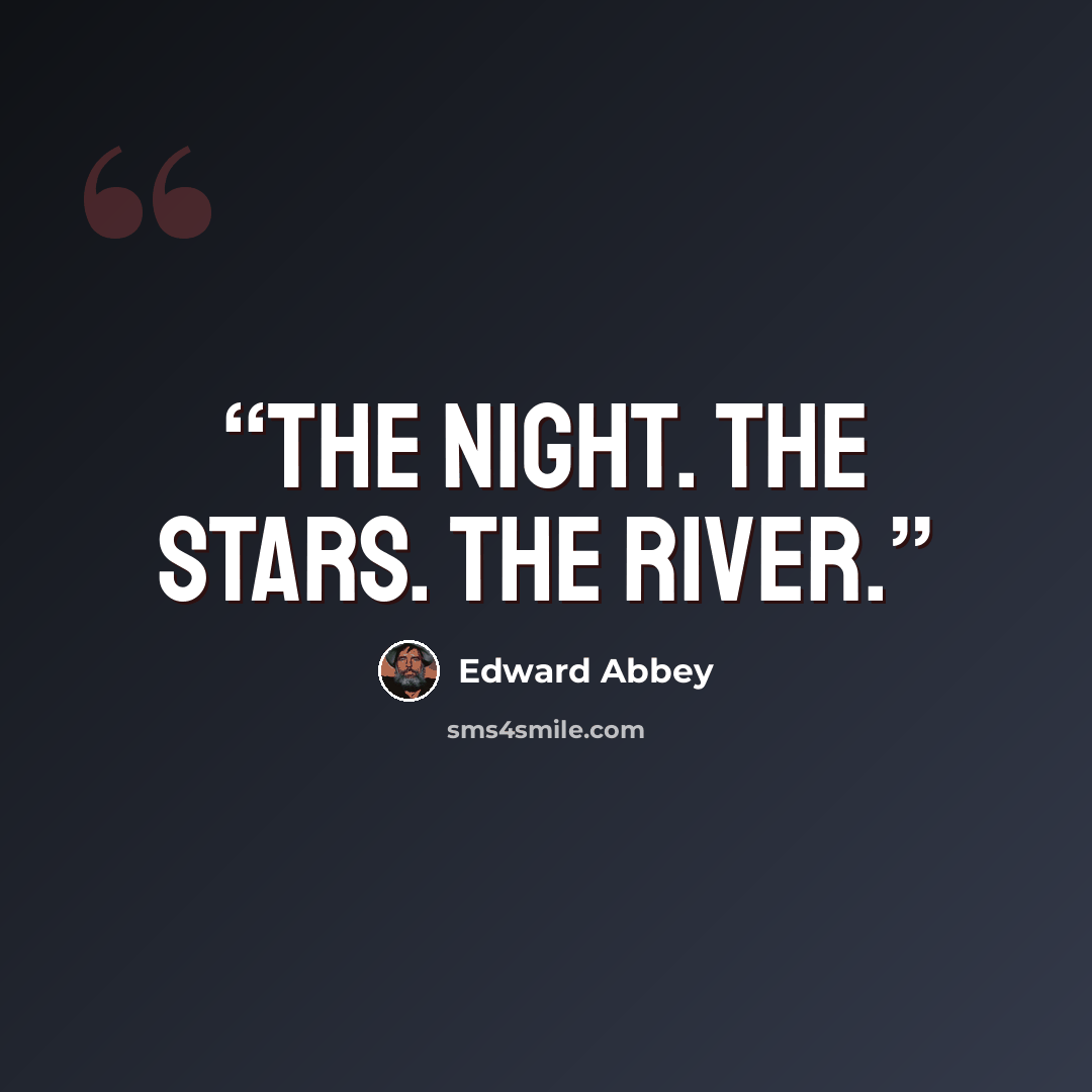 “The night. The stars. The river.” quote by Edward Abbey