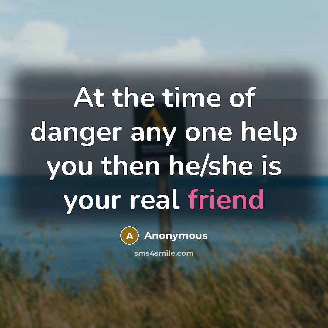 “At the time of danger any one help you then he/she is your real friend” quote by Anonymous