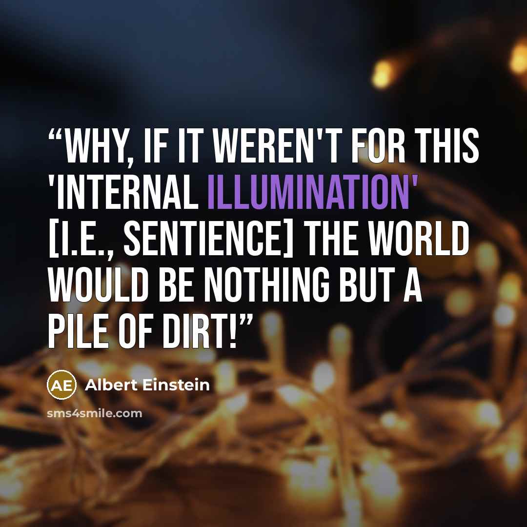 “Why, if it weren't for this 'internal illumination' [i.e., sentience] the world would be nothing but a pile of dirt!” quote by Albert Einstein