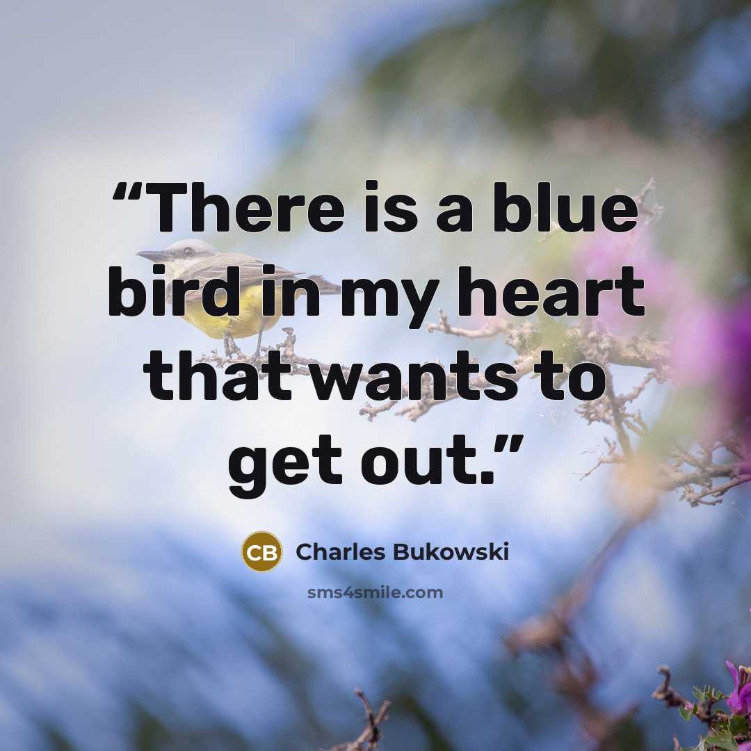 “There is a blue bird in my heart that wants to get out.” quote by Charles Bukowski