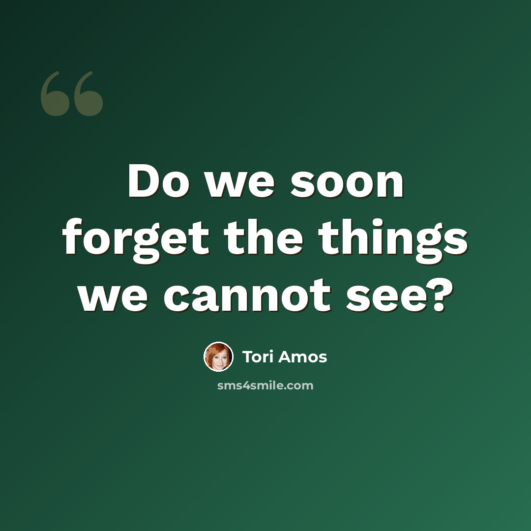 “Do we soon forget the things we cannot see?” quote by Tori Amos