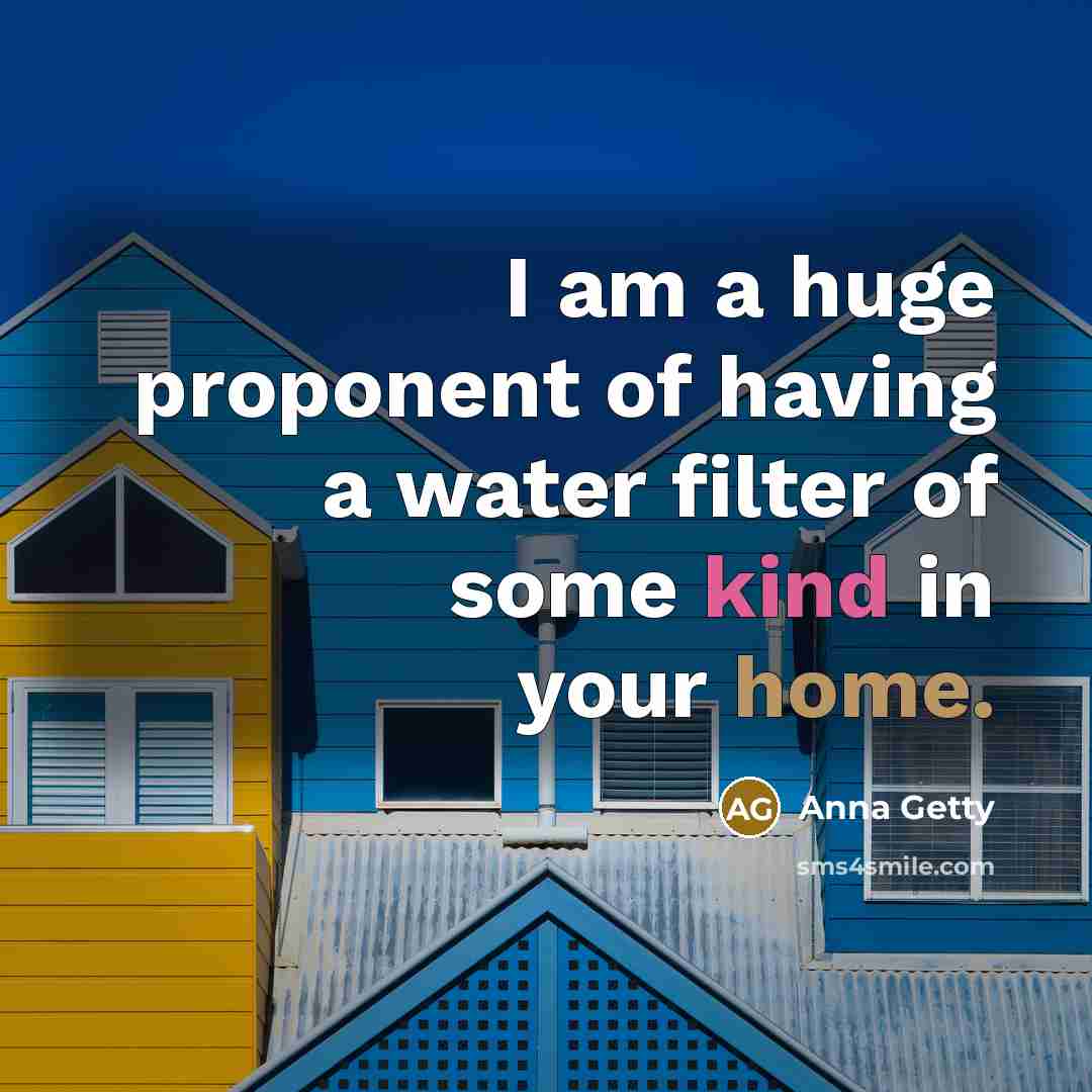 “I am a huge proponent of having a water filter of some kind in your home.” quote by Anna Getty