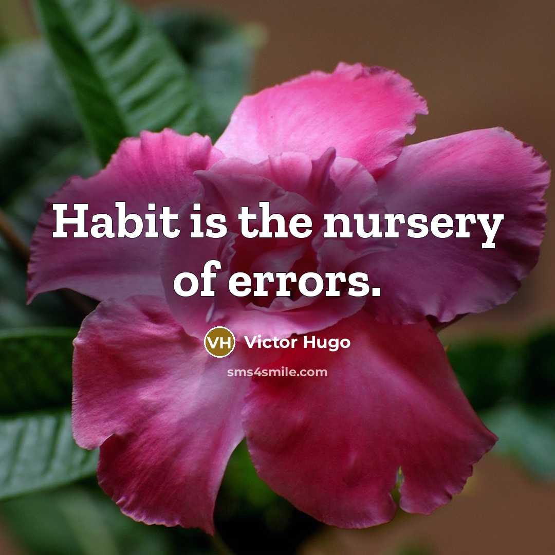 “Habit is the nursery of errors.” quote by Victor Hugo