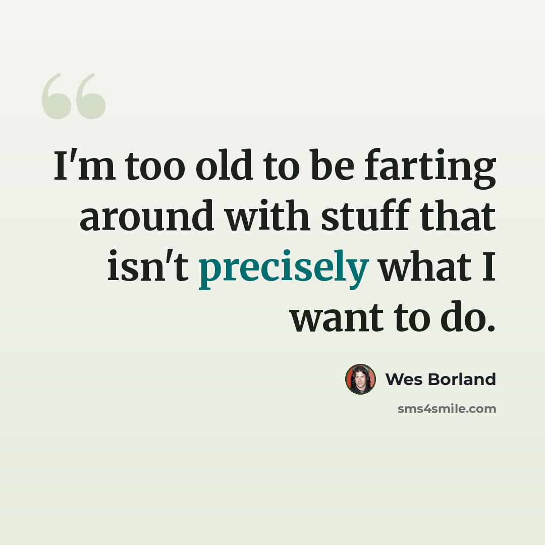 “I'm too old to be farting around with stuff that isn't precisely what I want to do.” quote by Wes Borland