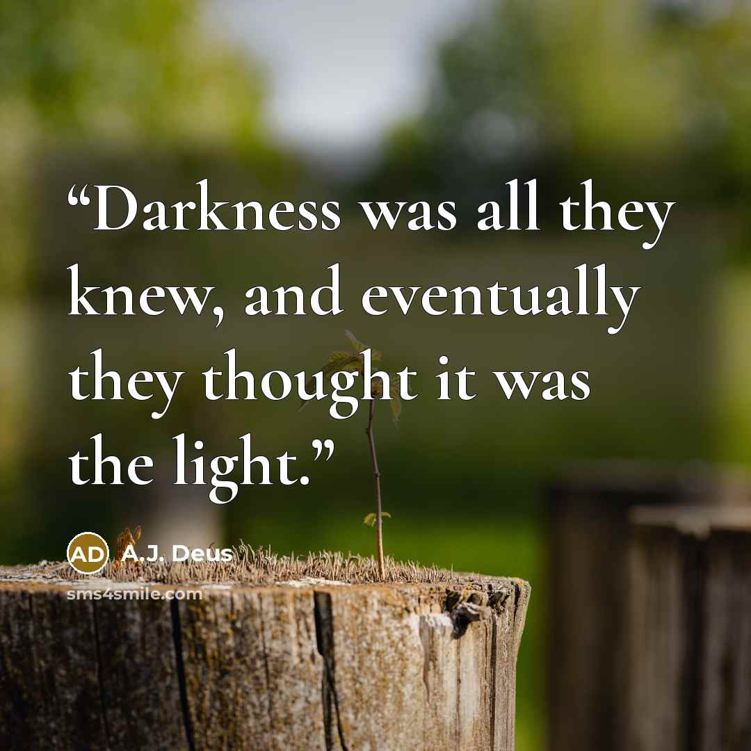 “Darkness was all they knew, and eventually they thought it was the light.” quote by A.J. Deus