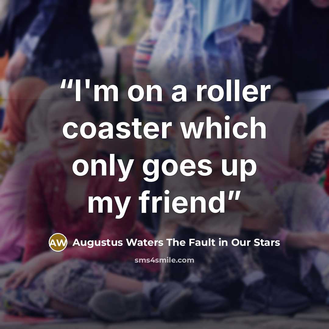 “I'm on a roller coaster which only goes up my friend” quote by Augustus Waters The Fault in Our Stars